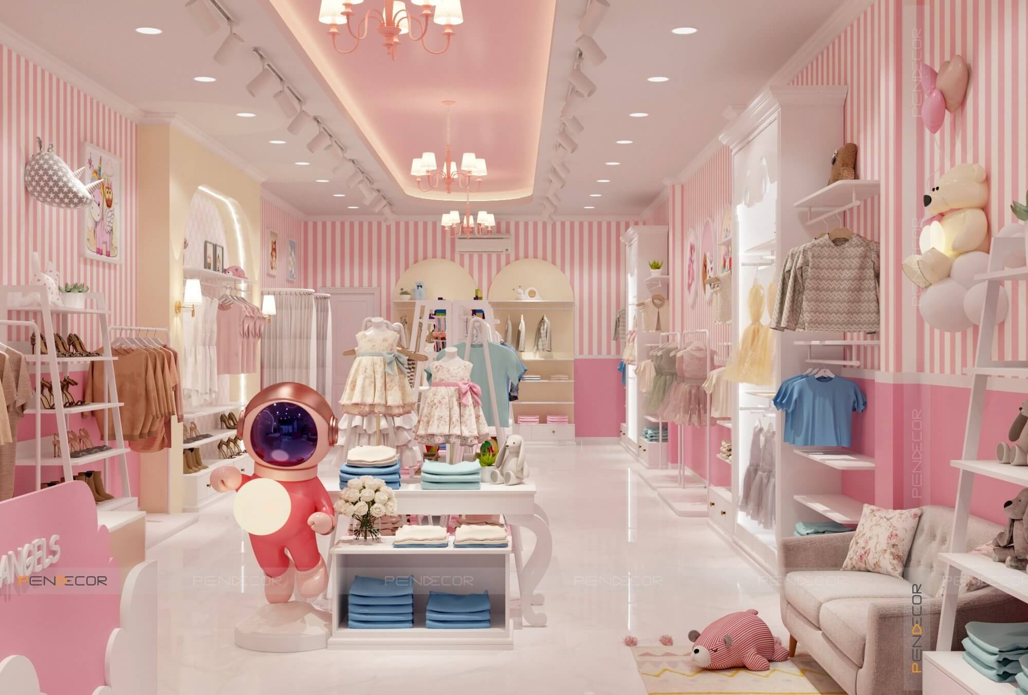 thiết kế shop mẹ và bé nhỏ