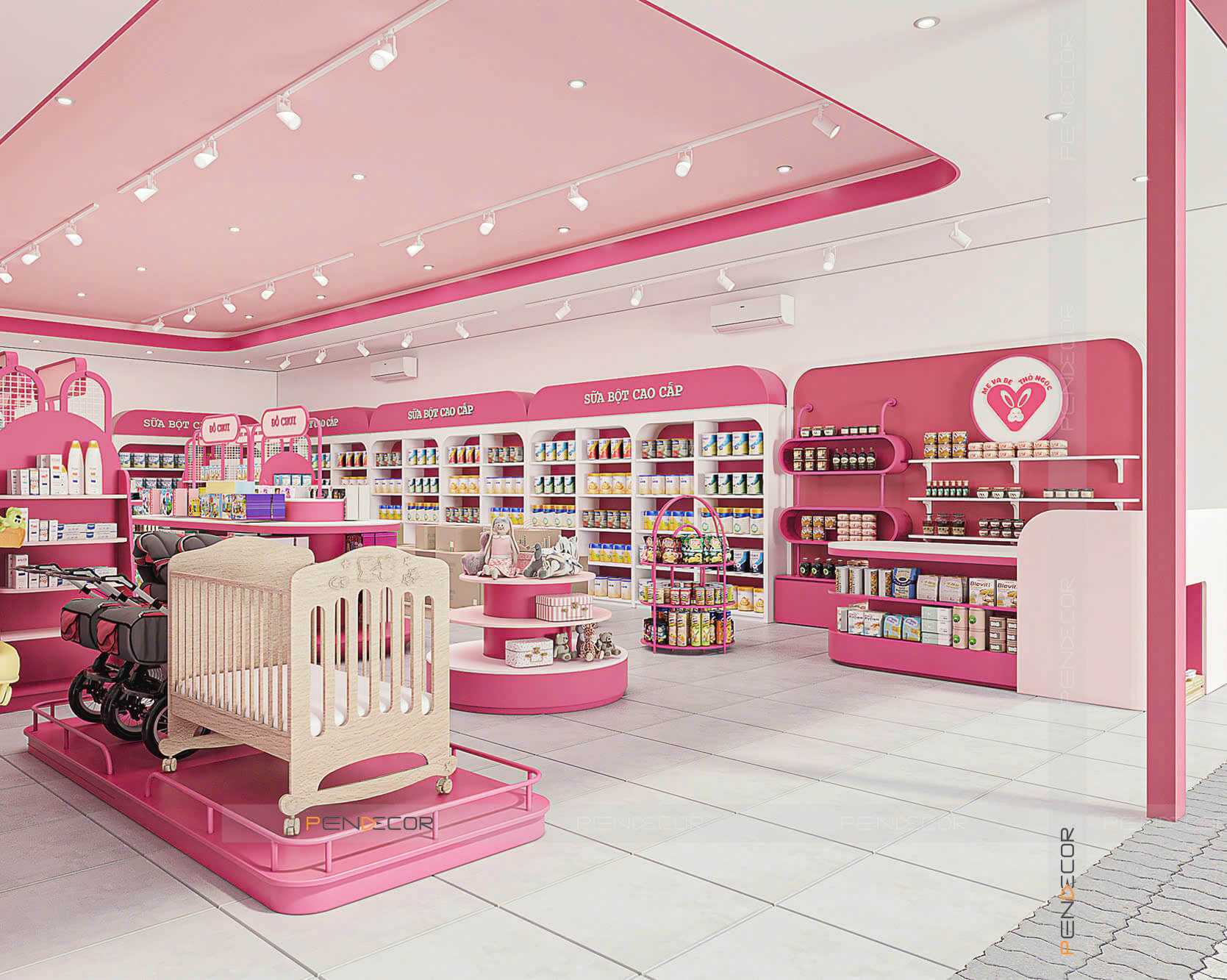 mẫu thiết kế shop mẹ và bé Pendecor
