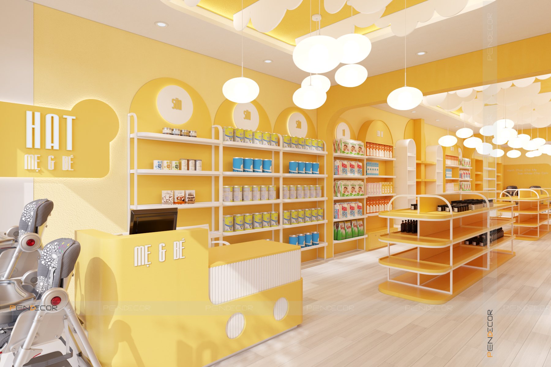 thiết kế shop mẹ và bé nhỏ Pendecor
